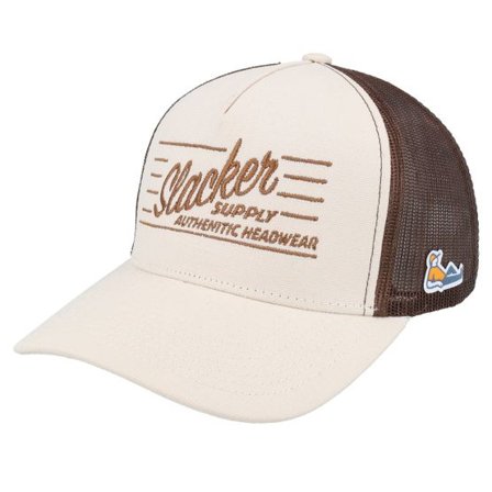 Slacker Supply - Beige trucker Keps - Retro Logo Canvas Beige/Brown A-frame Trucker @ Hatstore