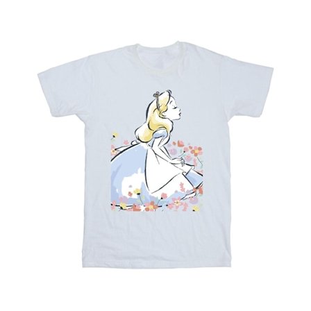 Disney Herr Alice In Wonderland Sketch Flowers T-Shirt L Vit