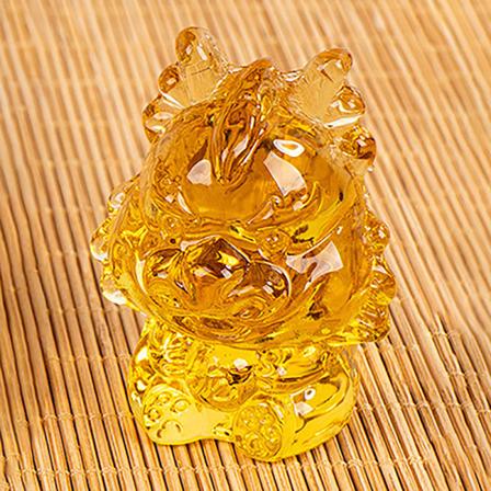 Kristall liten drake staty av glas djur pappersvikt Yellow