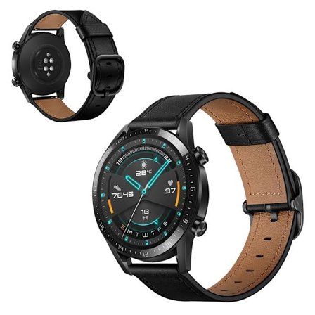 Huawei Watch GT 2 46mm / Honor MagicWatch 2 46mm cowhide leather watch band - Black
