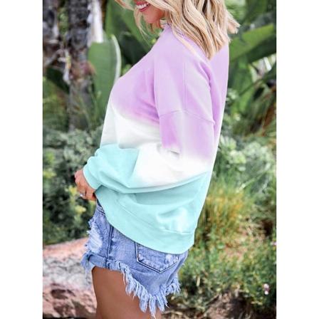 Eytino långärmad tröja för kvinnor Colorblock Tie Dye printed