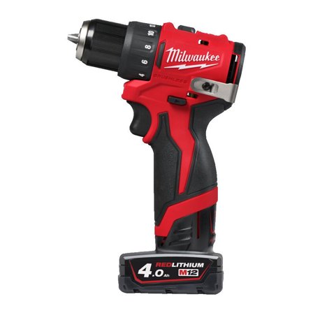Milwaukee M12 BLDDRC-402C Borrskruvdragare med batteri och laddare, Maskiner