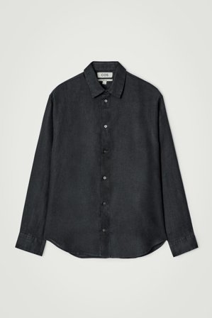 COS Men's Relaxed Linen Shirt in Blue
