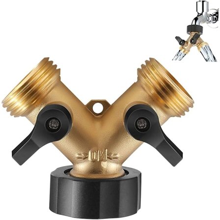 Y-kobling, slangekobling, dobbel vaskemaskin-kran, 2-veis Y-fordeler, 3/4 tommer for 2 apparattilkobling, for hagekran,