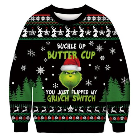 Grinch Joulu Ruma Neulepusero - "Merry Whatever" 3D-tulostettu Crewneck Collegepaita .03-XL