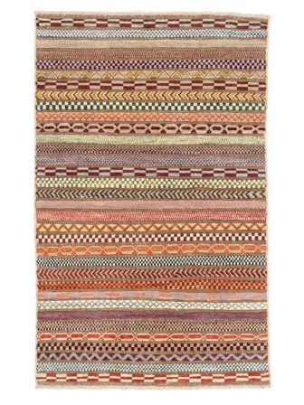 Tkany Ręcznie Nowoczesne Afgan Fine Dywan 95X153 Wełniany Brunatny/Pomarańczowy Mały