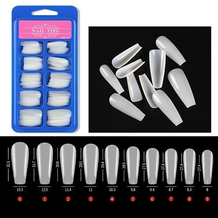 False Nails Tips Hel & Cover Falska Naglar NATURLIG LÅNG