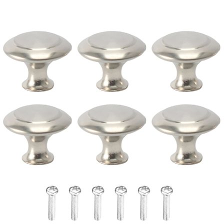 6 stk runde skap knotter, soppformet trekkhåndtak, skap knotter, kommode knotter skuffetrekk, rustfritt stål garderobeknotter for skuffer