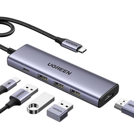 Ugreen CM511 USB-C-Hub – 3 × USB-A, USB-C og HDMI