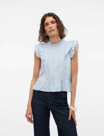 Vero Moda Vmkammy Sl High Neck Top Vma - Blue - M