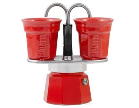 Bialetti Espressokokare Set Mini Express röd – 2 espressokoppar