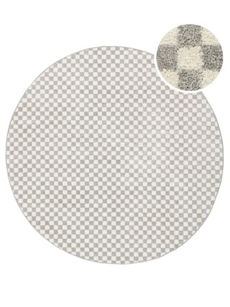 Washable Scandina Light Grey/White Round Oeko-Tex Rug