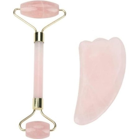 (Pinkki) Jade Roller Kasvohierontalaite Gua Sha Kivi Anti-Aging Lisää Verenkiertoa Kaulan Vartalon Ihonhoitoon, Pinkki