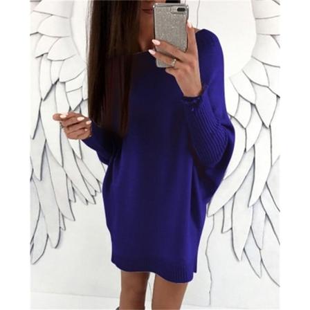 Höstens Populära Tröja Klänning Explosionsstil Lös Rund Hals T