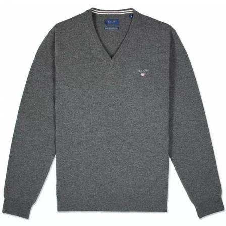 Gant, Pull col V Grijs, Heren, Maat:S