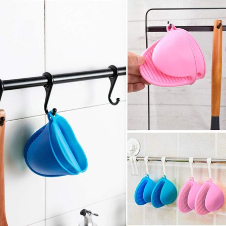 2 dubbelugns silikonhandske värmebeständigt set, isolerad hållbar handske Skyddsredskapshållare