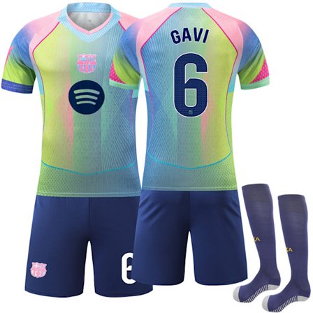 25-26 FC Barcelona Grønn Special Edition NO.6 GAVI Drakter Barn Voksen Fotballutstyr Med Sokker