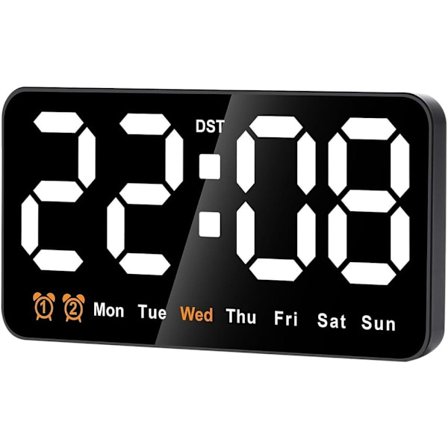 /EA/Digital veggklokke, 9-tommers LED-digitalklokke med 12/24 timer, store tall, liten stille veggklokke