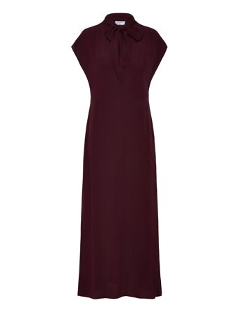Filippa K Long Tie-Neck Dress - Burgundy - 34