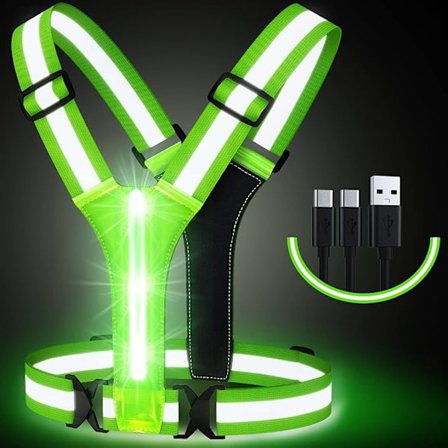 LED-Reflekterende Vest Løping, USB Oppladbar LED-Lys Vest-FF-