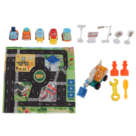 Børne Tæppe Legetæppe Legetøj Byliv Legetæppe til Leg med Legetøjsbiler DIY Samling Konstruktion Lastbiler Legetøj
