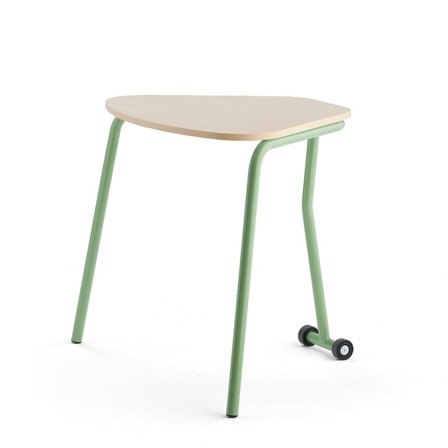 Bord HEX, med fellbar plate, L740 B800 H620 mm, stativ lys grønn/bjørk