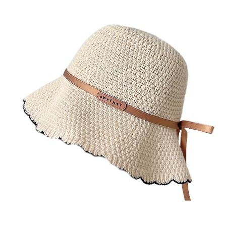 Hatt med sløyfe i bøtteform for kvinner, liten, duftende bomullsfiskerhatt, koreansk versjon Beige