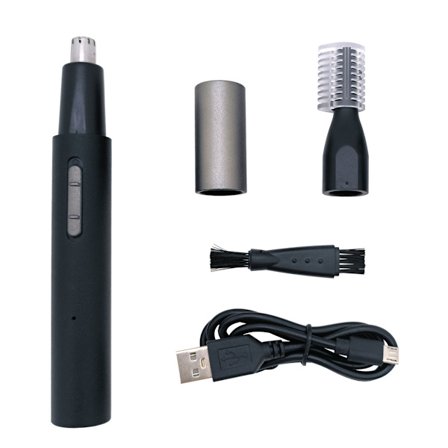 2-i-1 Oppladbar Øyenbryn- og Ansiktstrimmer med Kraftig Motor og Doble Blader Svarte Kanter