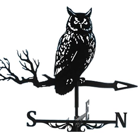 Vindfløjle Metal Rustfrit Stål Retro Dyr Terrasse Have Udendørs Tag, Ugle