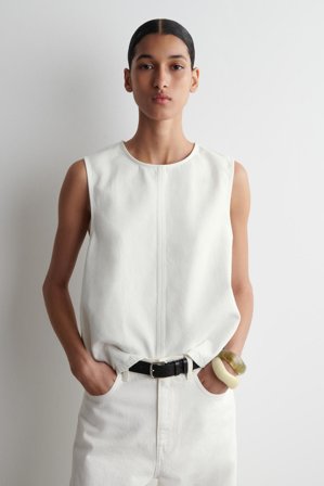 COS Women's Sleeveless Denim Top in White