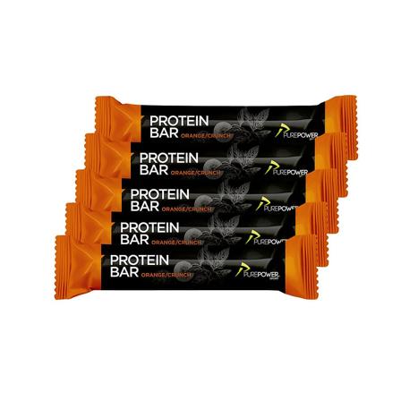 PurePower Protein Bar 5-pak 5 stk Orange og Knas, Helse & Madvarer, Protein & Energi, Energi- Og Proteinbarer