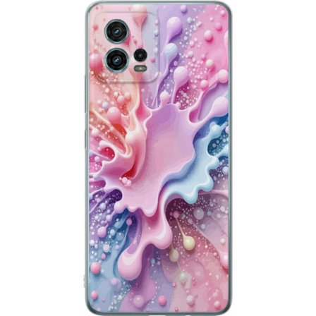 Motorola Moto G72 Gjennomsiktig deksel Pastell splash - Abstrakt motiv i rosa, blått og lilla toner