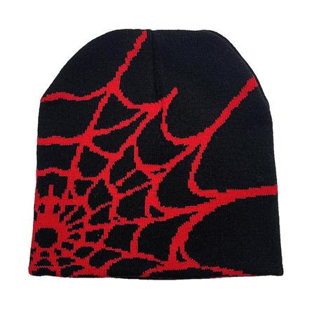 Spider Web Beanies Hat til Mænd Kvinder Unisex Vinter Cuffed Hat Blød Varm Strikket Beanies Cap Red