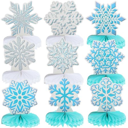 9 stk. Snefnug Honeycomb Bordpynt Julefrokost Honeycomb Kugle Dekoration Festartikler