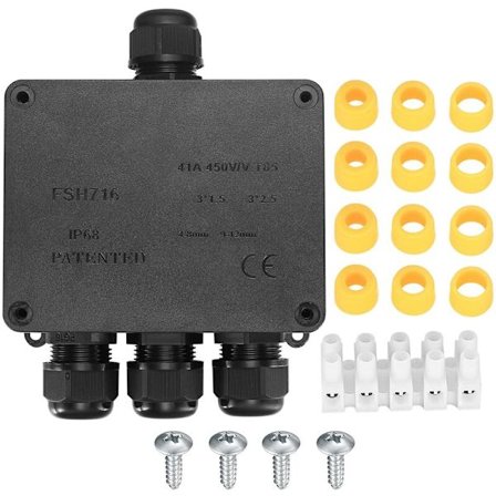 IP68 Vanntett Koblingsboks, Utendørs Vanntett Koblingsboks, 4 Veis Kabelkontaktboks Tilkoblinger for Ø4mm-12mm Kabel