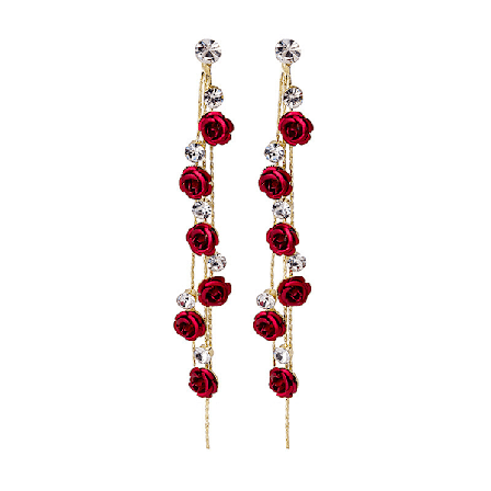 Rose Tassel Örhängen - 925 Silver Stud Örhängen