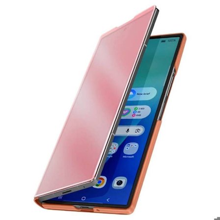 Galaxy Z Fold 7 Clear View Suojakuori Video Tuen kanssa Roosa