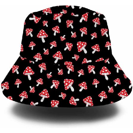 Söt tecknad svamp vändbar kvinnors hinkhatt Agaric C