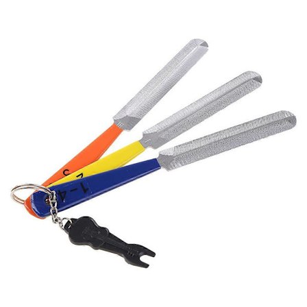 3 STK Dobbeltsidede Mutterrillefile Guitar Mutter Filsæt Slibe Vedligeholdelsesfil 3 Forskellige Størrelser Gear til Guitar Bas Multi