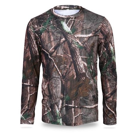 Langærmet T-shirt til mænd, hurtigtørrende tøj til camping og udendørs sport (M)