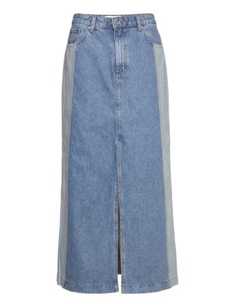 Puente Denim Skirt Lång Kjol Blå Blanche