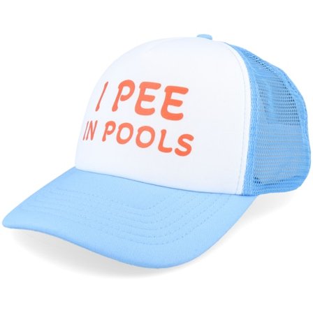 Iconic - I Pee In Pools Foam Sky Blue/White Trucker Trucker Blue Cap - @ Hatstore