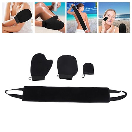 4 st självtannande vantar i sammet, mjuka, vändbara, exfolierande SPA-solbränningshandskar för oljefri solbränna utan sol