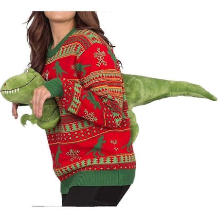 Unisex Strikket Stygg Julegenser Nyhet 3d Søt Dukke Gensere Morsomme Fester Julegenser Topp-zong Dinosaur
