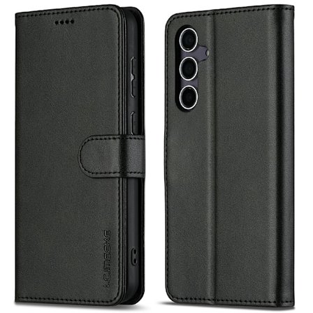 LC.IMEEKE Lompakko-kotelo Samsung Galaxy S25 Plus Musta