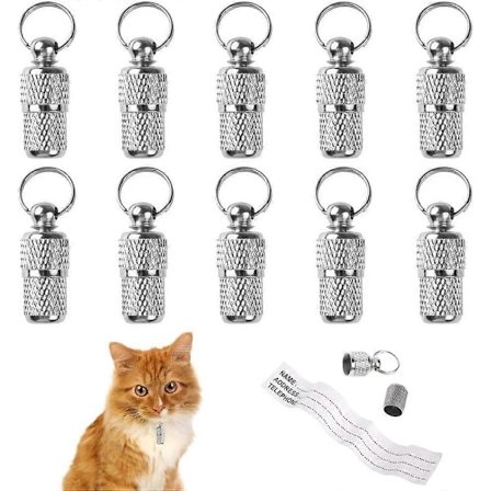 10 stk. Kat ID-Tag Rør Hund Adresse Tag Anti-Perdue Vedhæng Kat Adresse Mini ID-Tag til Halsbånd - Velegnet til Andre Små Kæledyr