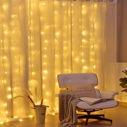 3x1/3x2/3x3M Led istappegardin Fairy String Light Batteri/usb Fairy Xmas Guirlande til bryllup Hjem Vindue Fest Ferie Decor Warm White 3X1M USB