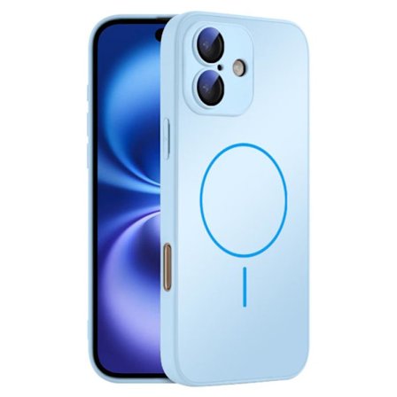 Hærdet glasbagside med MagSafe til iPhone 16 - Lyseblå
