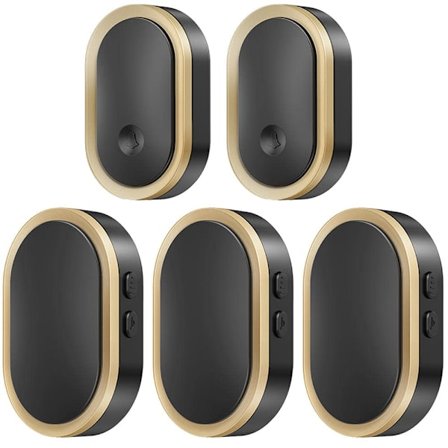 IP55 Vandtæt Trådløs Dørklokke LED Blinkende Guld + Sort