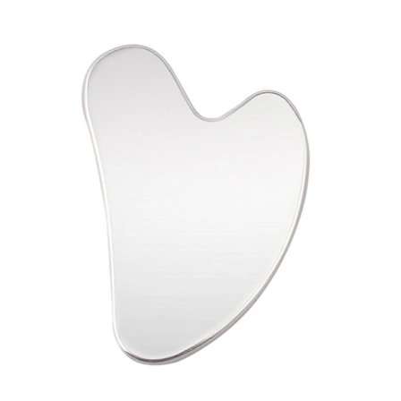 Guasha skrabningsmassageværktøj i rustfrit stål, hjerteformet Guasha-plade i rustfrit stål til ansigt og krop